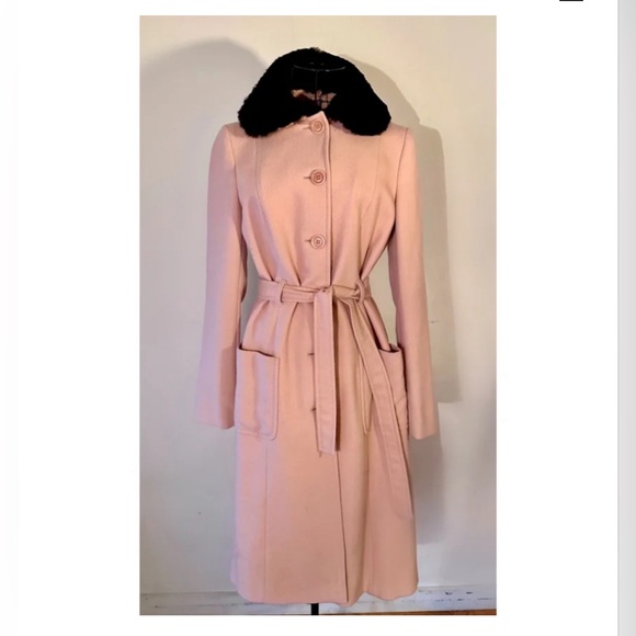 Moschino vintage wool trench coat with detachable faux fur  collar - Picture 5 of 6